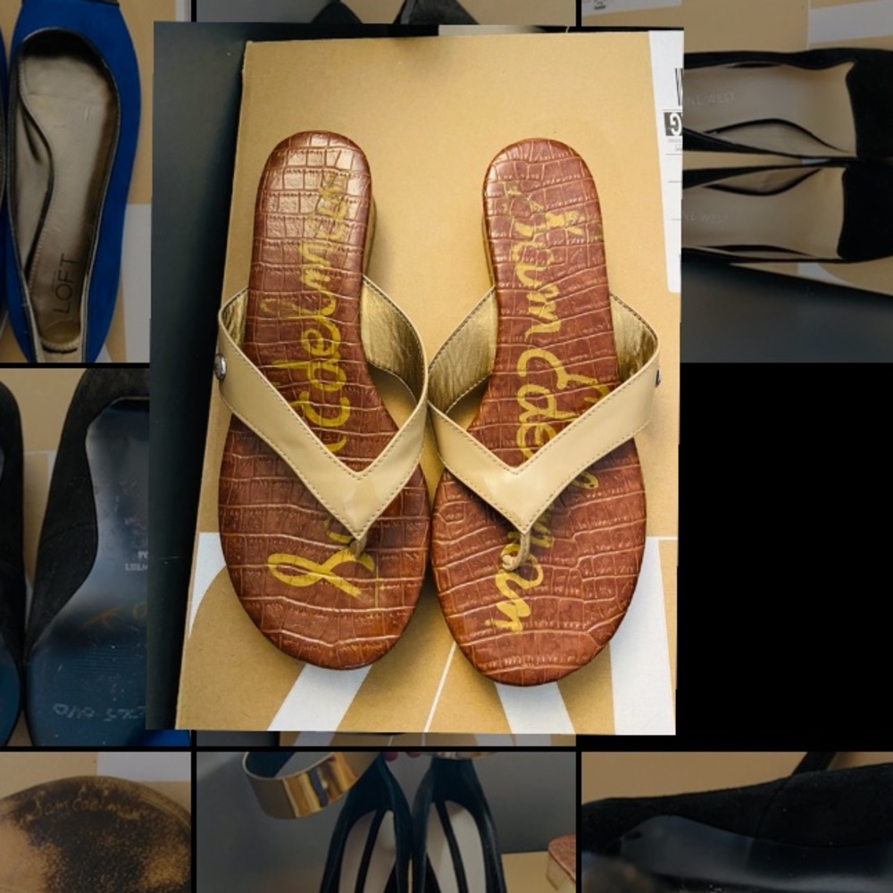 Sam Edelman Brown Low Heel Thong Sandals Size 6